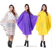 OEM fashion reusable black transparent EVA adult women cycling custom rain poncho